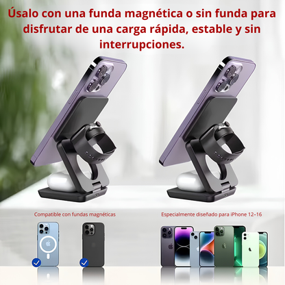 Estación de Carga Magnética 3 en 1 – iPhone, Apple Watch y AirPods