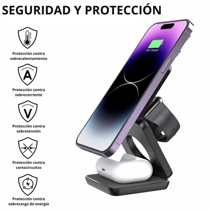 Estación de Carga Magnética 3 en 1 – iPhone, Apple Watch y AirPods