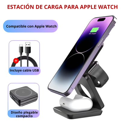 Estación de Carga Magnética 3 en 1 – iPhone, Apple Watch y AirPods