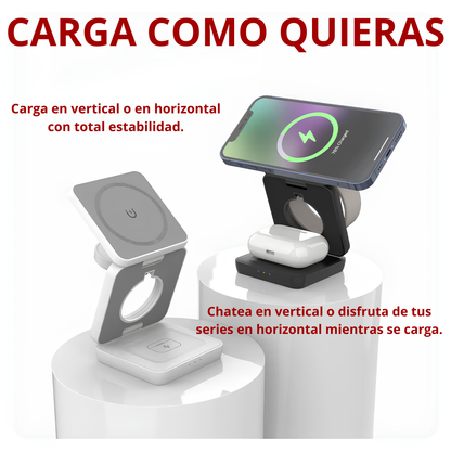 Estación de Carga Magnética 3 en 1 – iPhone, Apple Watch y AirPods